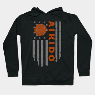 Aikido Vintage American Flag Martial Arts Combat Sport Hoodie